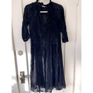 Wilfred Aritzia Dufour Textured Jacquard Dress Black Medium XS